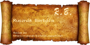 Rusznák Borbála névjegykártya